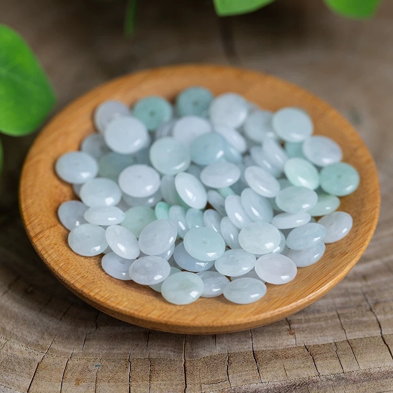 Women'S Fashion Jewellery - 10pcs 천연 에메랄드 화이트 옥 핑
