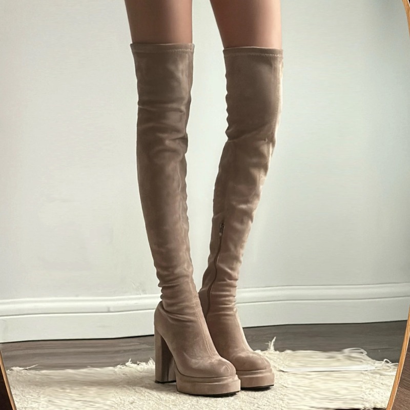 Women'S Fashion Knee High Boots - 나이트클럽 패션 여성 허벅지까지 오는 부츠
