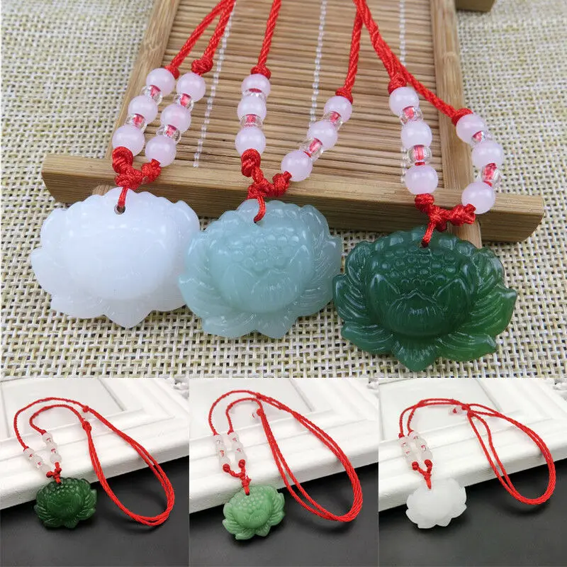 Women'S Fashion Jewellery - 자연스러운 녹색 옥으로 만든 연꽃 펜던트