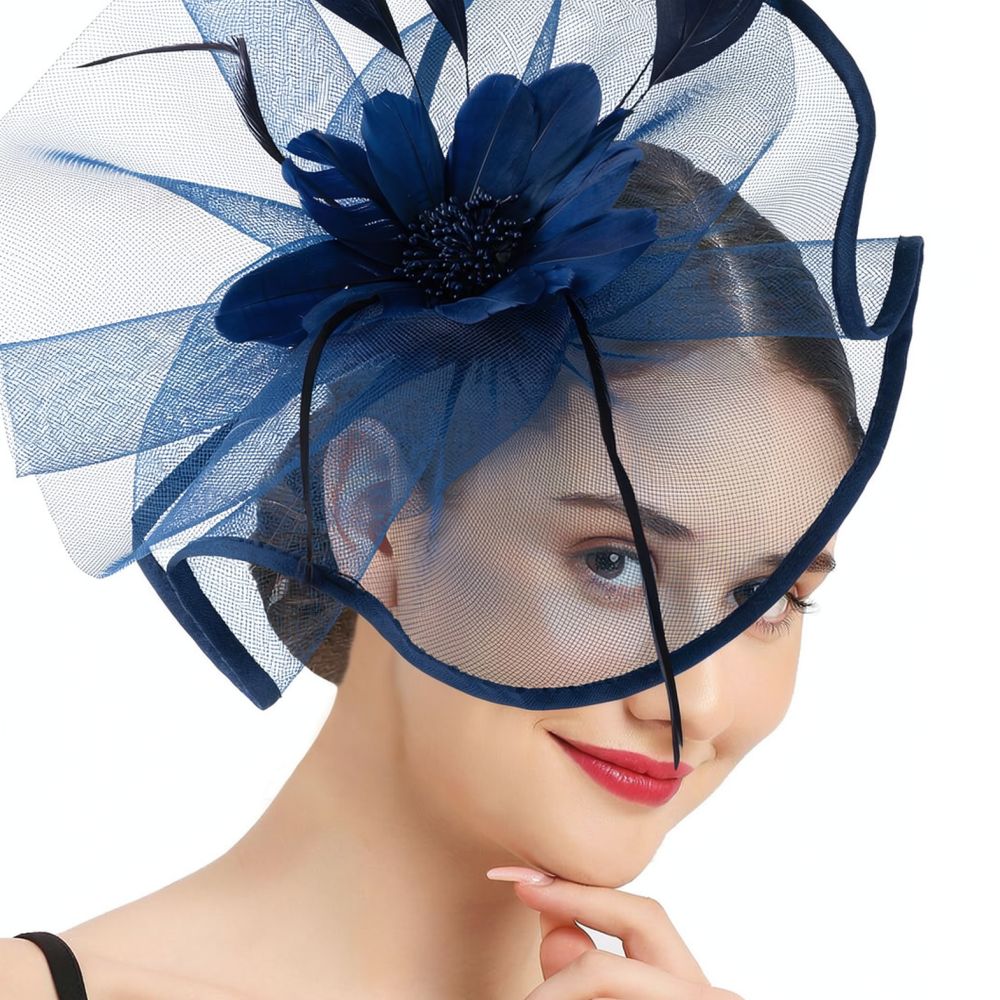 Women'S Fashion Kentucky Derby - 세련된 메쉬 소재의 깃털 장식 헤어