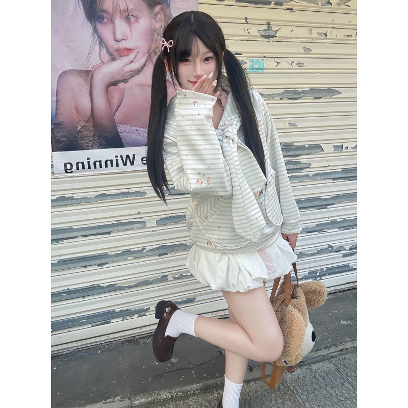 올오버 귀여운 코트 한국 스타일 스트라이프 스트랩 배지 - Women Fashion Over The Years 리뷰 및 가격