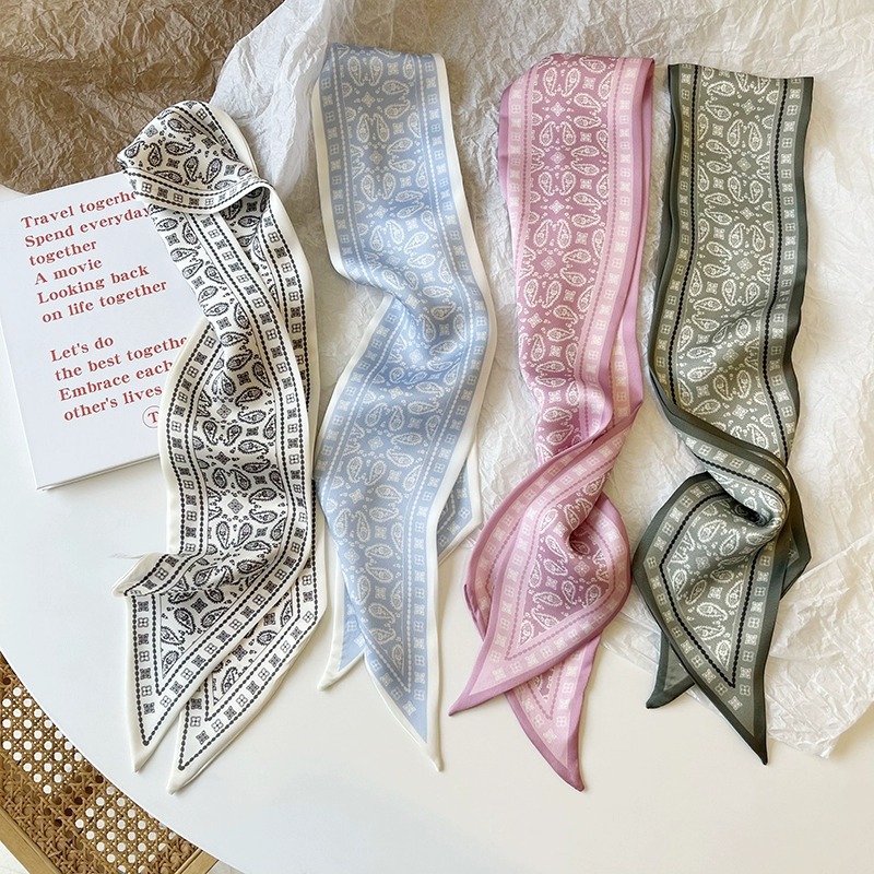 세트 시리즈 실크 새틴 스카프 여성 천으로 헤어 밴드  - Women Fashion Necktie 리뷰 및 가격