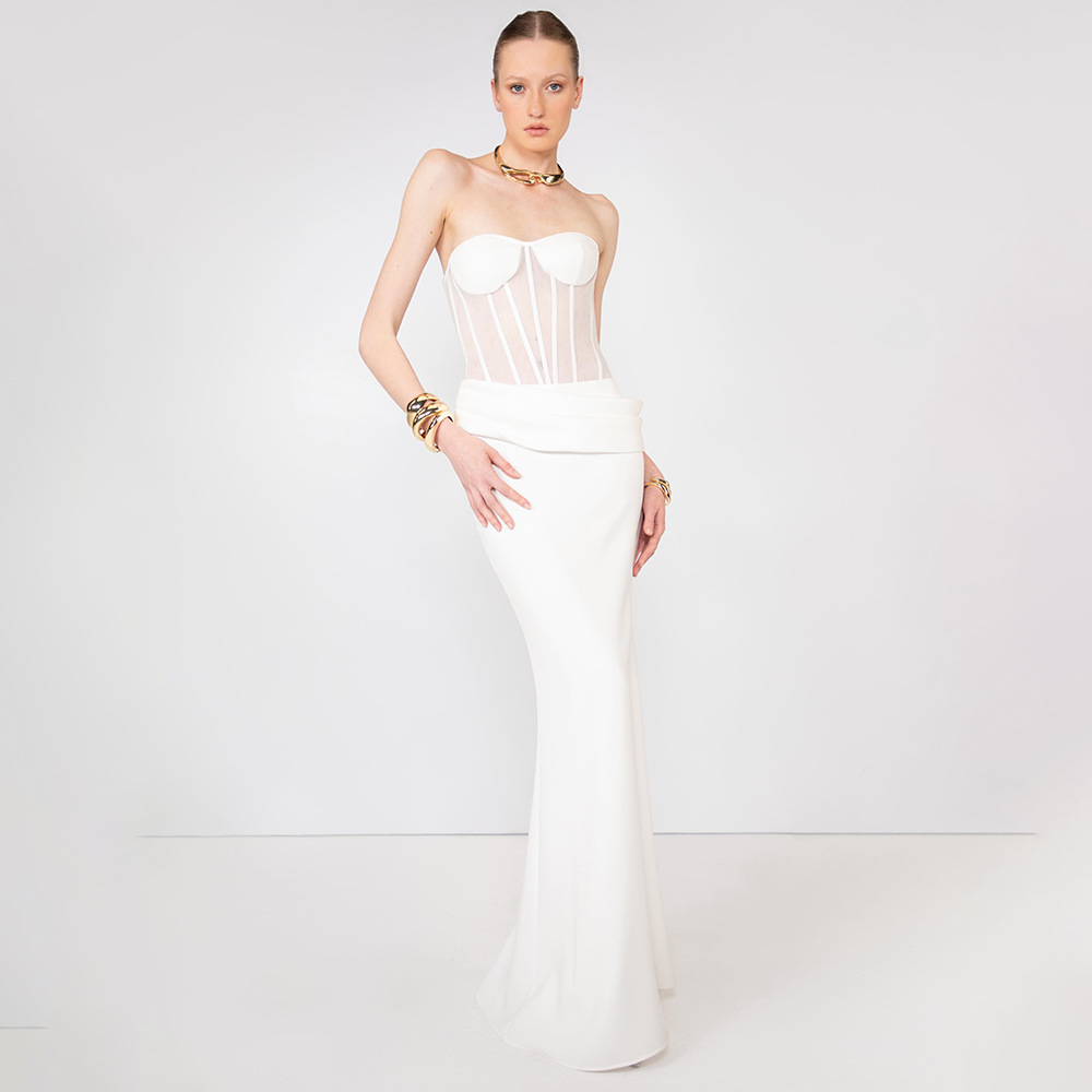 섹시 시스루 피쉬본 이브닝 가운 롱테일 피쉬 스커트 오 - Women Fashion Dress Names 리뷰 및 가격
