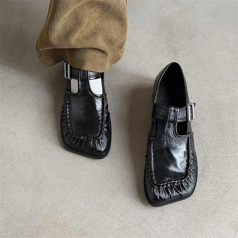 새로운 봄/가을 정품 가죽 여성 신발 패션 레트로 스퀘 - Women'S Fashion Shoes 리뷰 및 가격