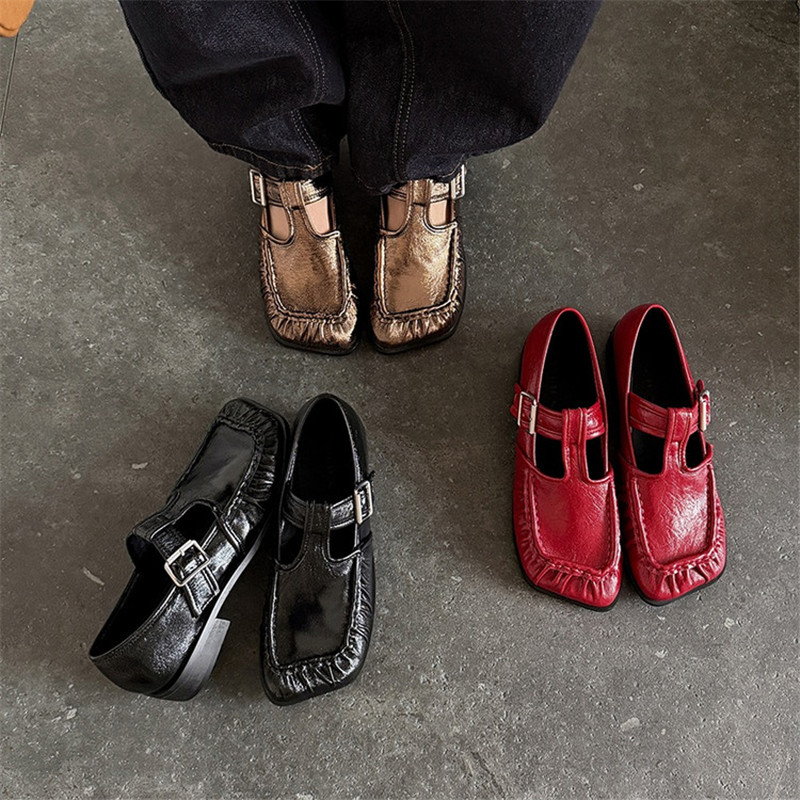 새로운 봄/가을 정품 가죽 여성 신발 패션 레트로 스퀘 - Women'S Fashion Shoes 리뷰 및 가격