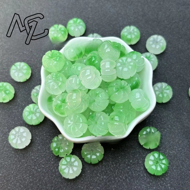 10pcs 녹색 옥 호박 구슬 DIY 귀걸이 팔찌 매력 - Women'S Fashion Jewellery 리뷰 및 가격