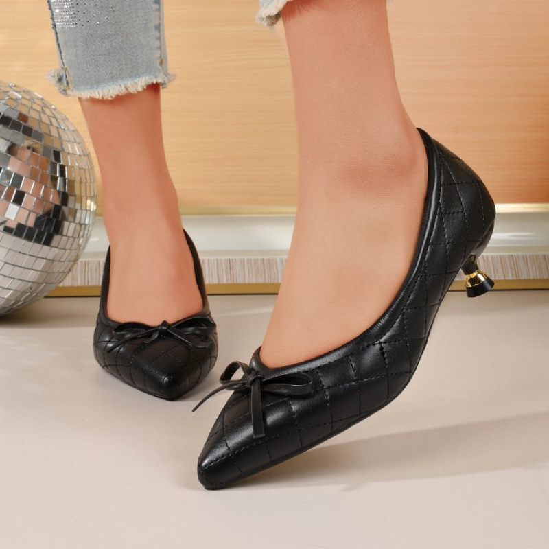 빈티지 여성 뾰족코 리본 키튼힐 펌프스, 퀼팅 스틸레토 - Women'S Fashion Shoes 리뷰 및 가격