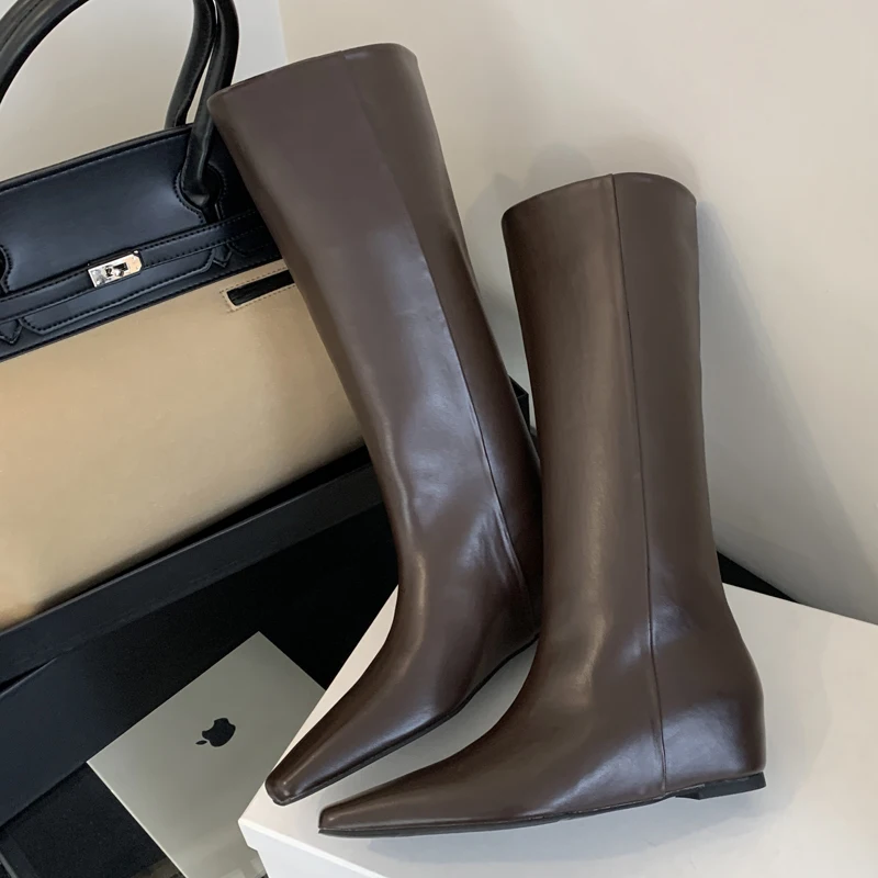에일리켄 소프트 레더 포인티드 토 여성 니하이 부츠 패 - Women'S Fashion Knee High Boots 리뷰 및 가격