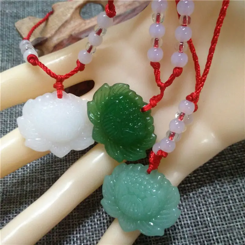 자연스러운 녹색 옥으로 만든 연꽃 펜던트 비즈 목걸이, - Women'S Fashion Jewellery 리뷰 및 가격