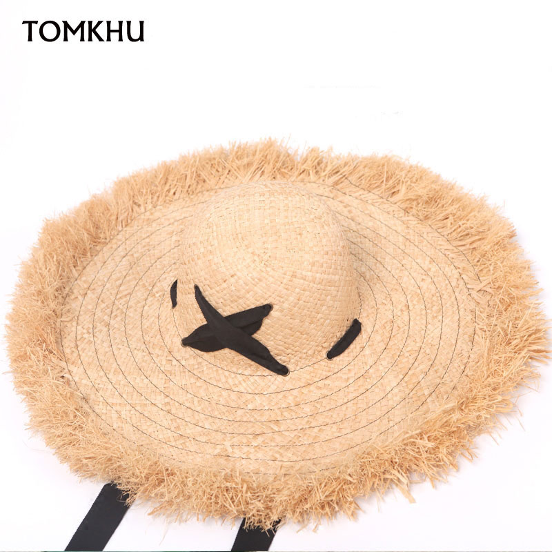 새로운 패션 블랙 붕대 리본 여성 라피아 원시 밀짚 모 - Women'S Fashion Kentucky Derby 리뷰 및 가격