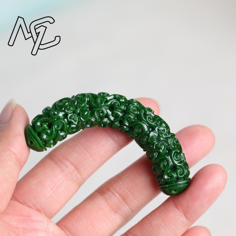 1pc 천연 녹색 옥 드래곤 벤딩 스트립 DIY 팔찌  - Women'S Fashion Jewellery 리뷰 및 가격