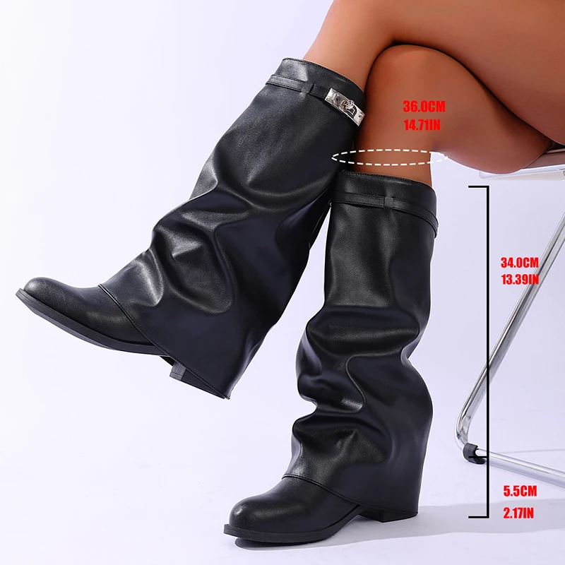 브랜드 디자인 블랙 PU 가죽 니하이 부츠 여성 슬립온 - Women'S Fashion Knee High Boots 리뷰 및 가격